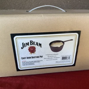 Jim Beam Pre-Seasoned Heavy Duty Construction Cast Iron Basting Pot for Grilling