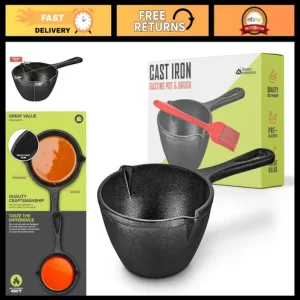 Cast Iron Melting Pot for Grill Cooking, Basting, Sauces & Butter - Mini Saucepa